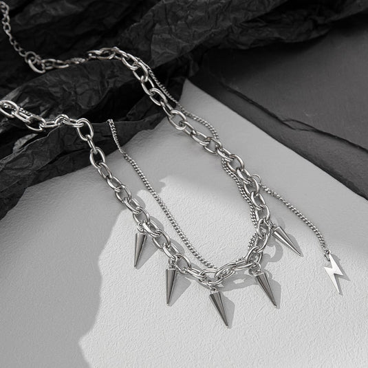 A Niche Double Layer Chain Necklace For Men's Personality