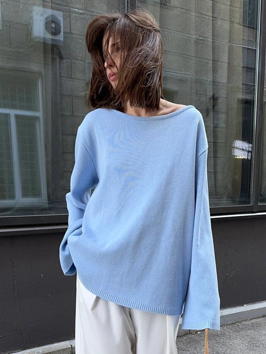 Loose And Idle Backless Knitted Sweater