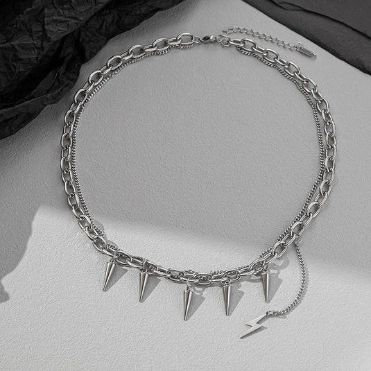 A Niche Double Layer Chain Necklace For Men's Personality