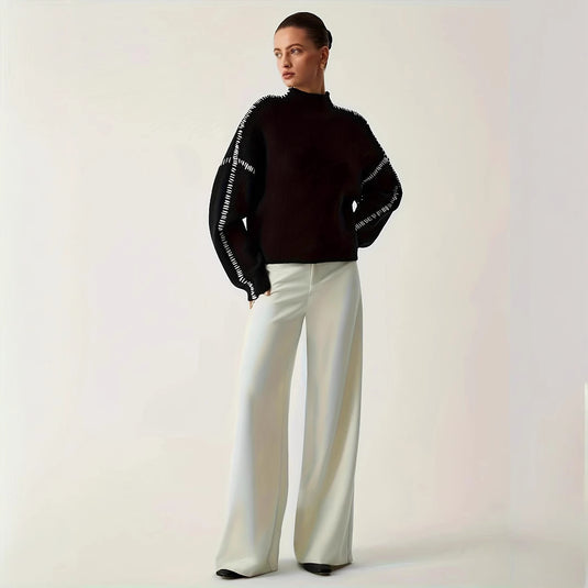 Commuter Black Round Neck Long Sleeve Women
