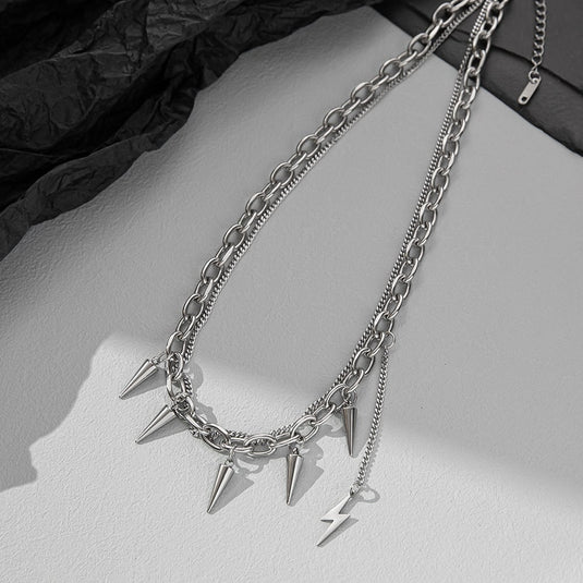 A Niche Double Layer Chain Necklace For Men's Personality