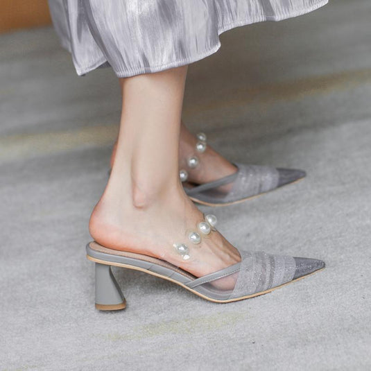 Net Yarn Breathable Pearl Sandals And Slippers